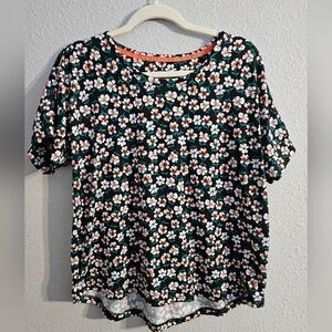 Cuddle Duds Floral Pajama Top, Medium